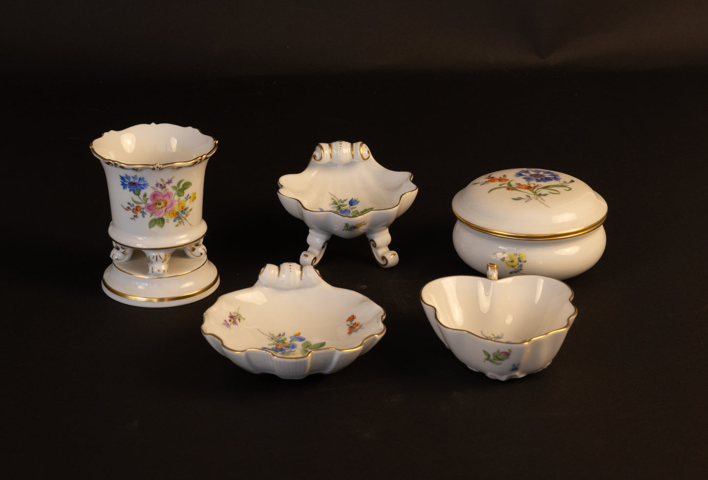 Exclusieve 5-delige Set Meissen Porselein – "Streublümchen"
