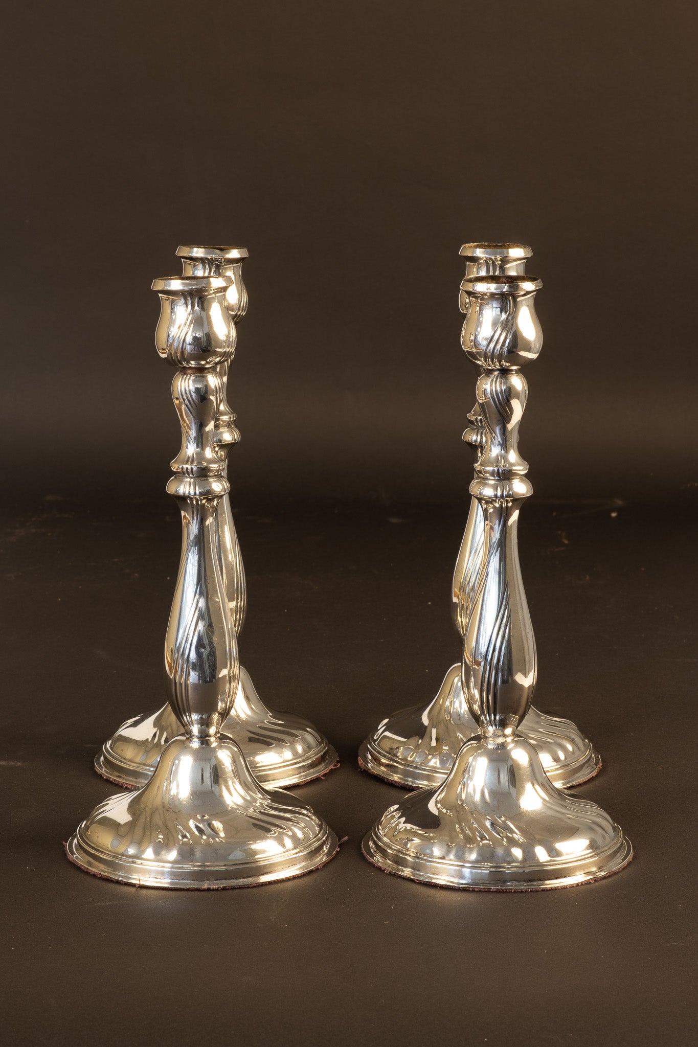 Set van 4 Antieke Verzilverde Kandelaars – Wilhelm Wolff (Pforzheim), ca. 1900