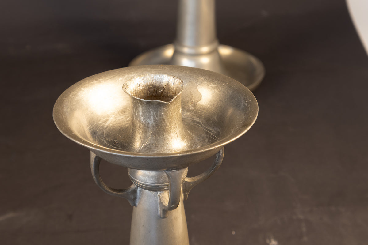 Stel Art Deco Tinnen Kandelaars – Chris van der Hoef voor Gero-Tin (Model 1205, ca. 1925)