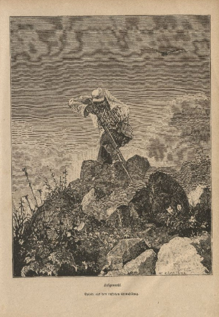 Historisch 19e-eeuws Olieverfschilderij (1879): "Ontwaakt - Episode uit de Russische Khiva-veldtocht"