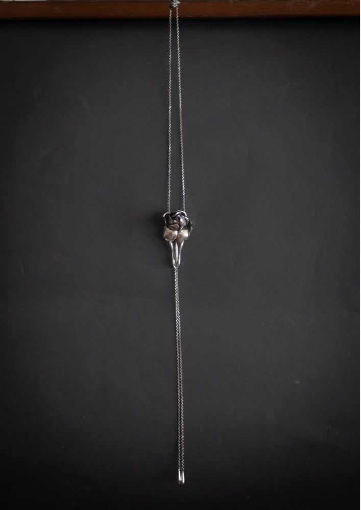 Antieke Zilveren Lariat Schuifketting – Jugendstil Roos