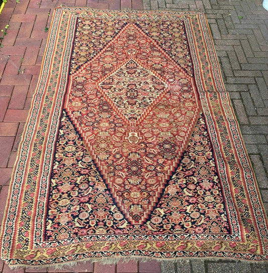Zeldzame Authentieke Tribale Kelim (132x200 cm) met Symbolische Vogelmotieven