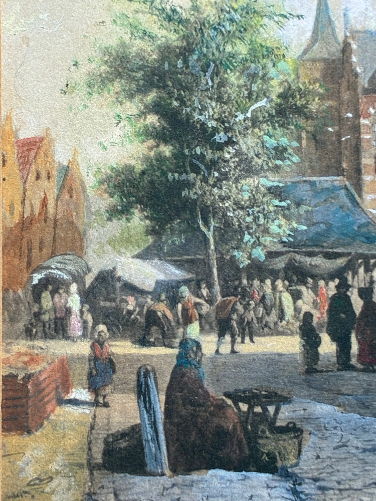 Cornelis Springer (1817–1891) – Levendig Stadsgezicht met Figuren
