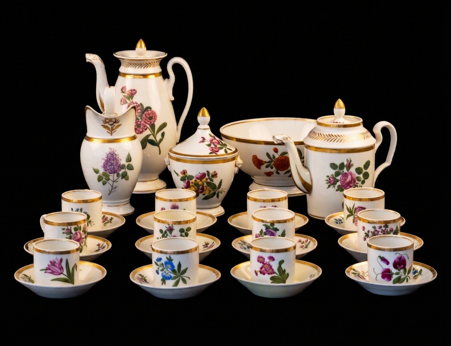 Empire / Biedermeier Botanisch Porseleinen Servies – ca. 1810-1830