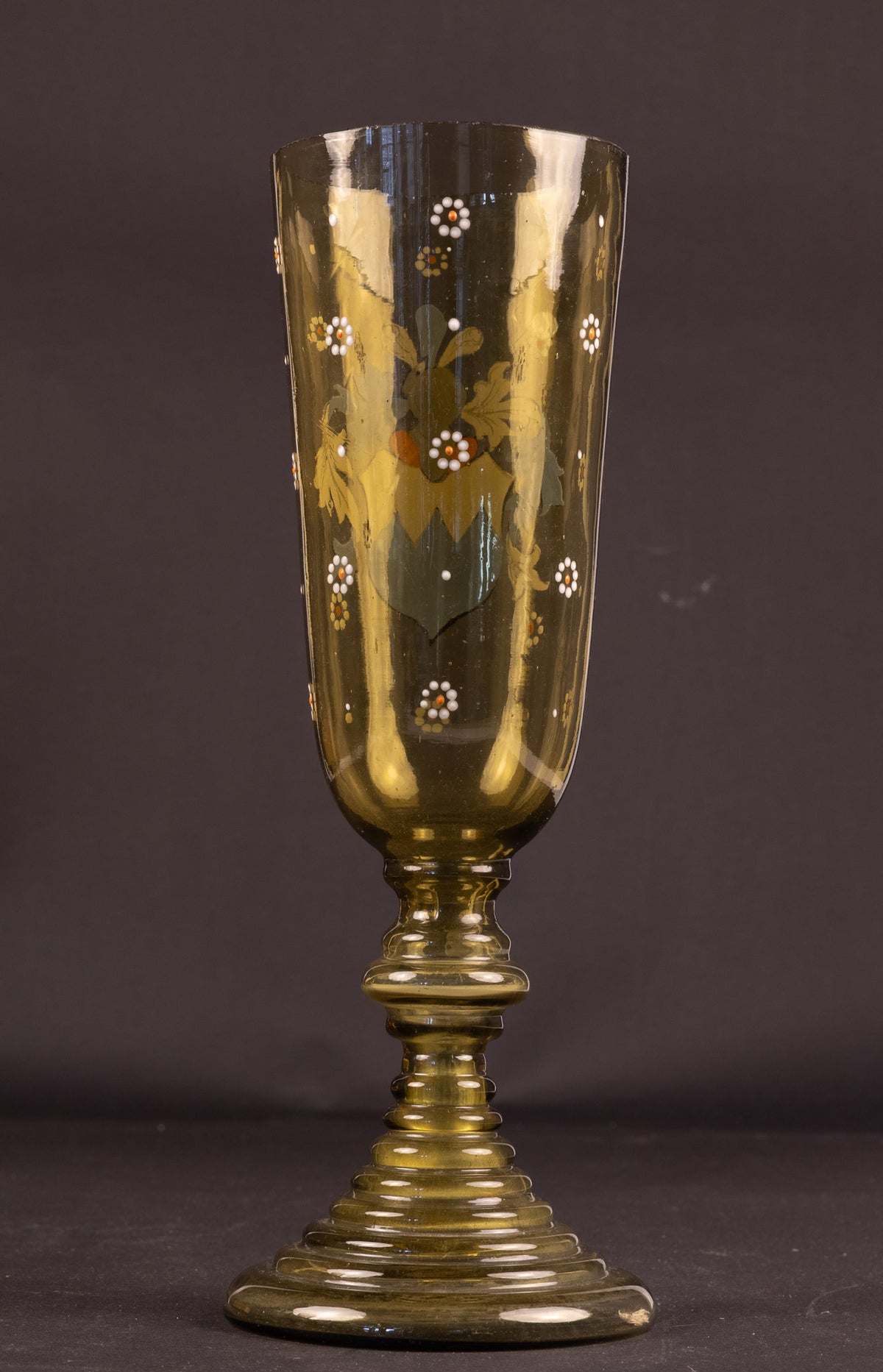 Antiker Historismus-Pokal aus Glas mit Wappen- & Emailmalerei – Deutschland / Böhmen, ca. 1880–1900