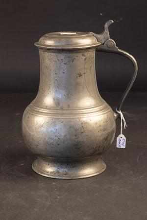 Schwerer Deckelkanne / Kännchen aus Zinn aus dem 18. Jahrhundert – Maasland / Lüttich / Maastricht – ca. 1730-1760 (1371 g)