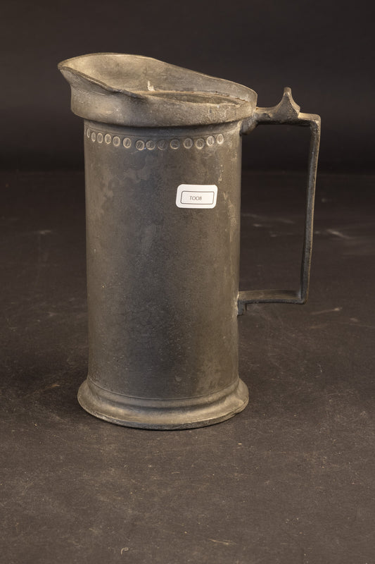 Zware tinnen 1 Liter schenkmaat / melkmaat - Arnoldus Martinus Medler, 's-Gravenhage - Ca. 1860-1880 (1478 g)
