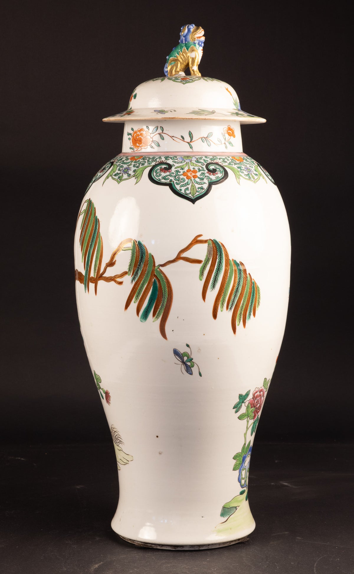 Große monumentale Famille-Rose-Balustervase mit Deckel – Edme Samson & Cie (Paris) – ca. 1880–1900