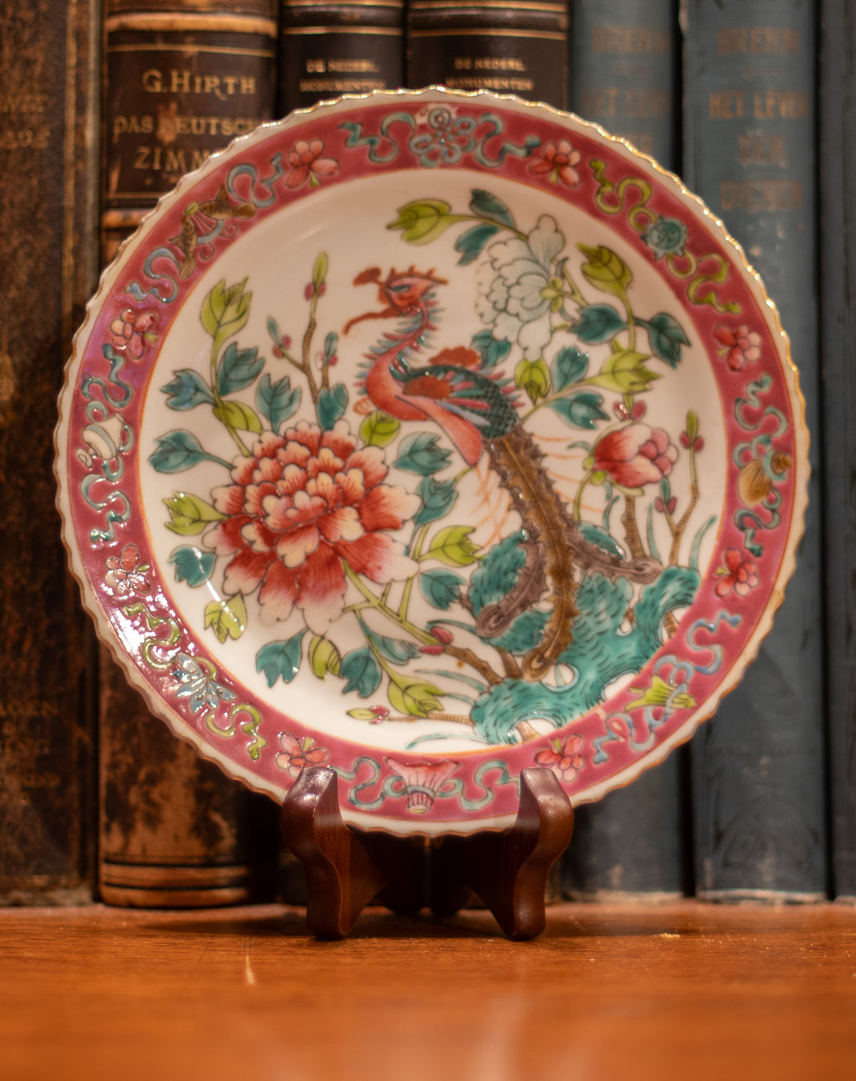 Vijfdelig Ensemble Chinees Peranakan / Nyonya Porselein – Feniks & Pioenroos – Guangxu (ca. 1890–1910)