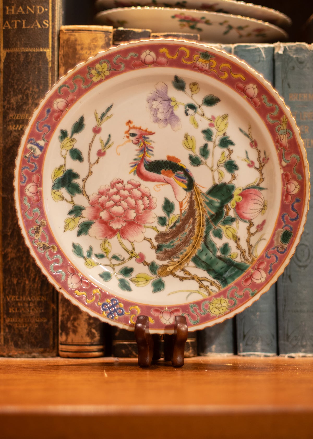 Vijfdelig Ensemble Chinees Peranakan / Nyonya Porselein – Feniks & Pioenroos – Guangxu (ca. 1890–1910)