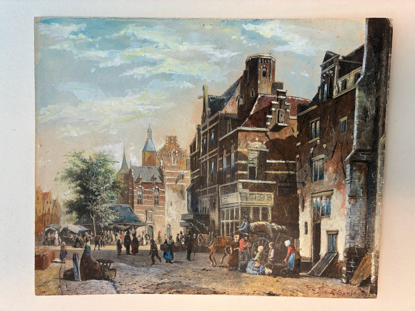 Cornelis Springer (1817–1891) – Levendig Stadsgezicht met Figuren