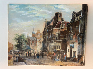 Cornelis Springer (1817–1891) – Levendig Stadsgezicht met Figuren