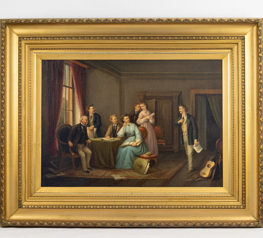 Antikes Genrebild aus dem 19. Jahrhundert – „Die literarische Gesellschaft“