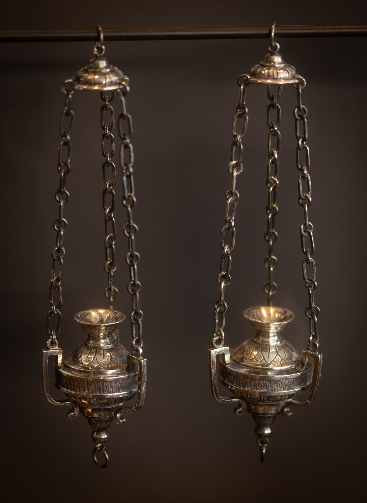 Exclusief paar zilveren Empire 'Eeuwig Licht' lampjes – Wenen 1808