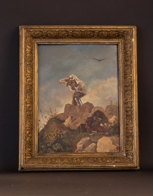Historisch 19e-eeuws Olieverfschilderij (1879): "Ontwaakt - Episode uit de Russische Khiva-veldtocht"