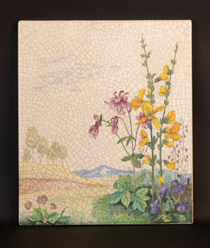 Rosenthal Keramik Wandplaquette – Botanisch Landschap met Akelei – ca. 1930