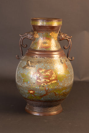 Antieke Japanse Cloisonné Vaas – Meiji-periode – 34 cm