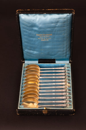 Exclusieve Set Franse Vermeil Theelepels – Henri Soufflot (Parijs)