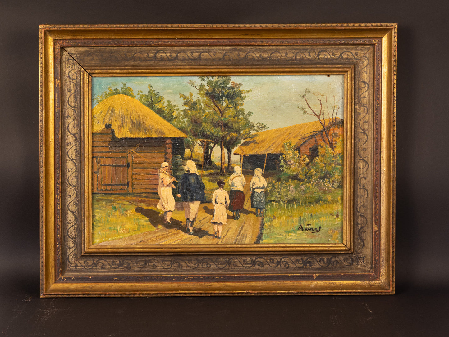 Sfeervol Twents Streektafereel – "Weg naar het Reutum hooiland" – A. Jans, ca. 1930