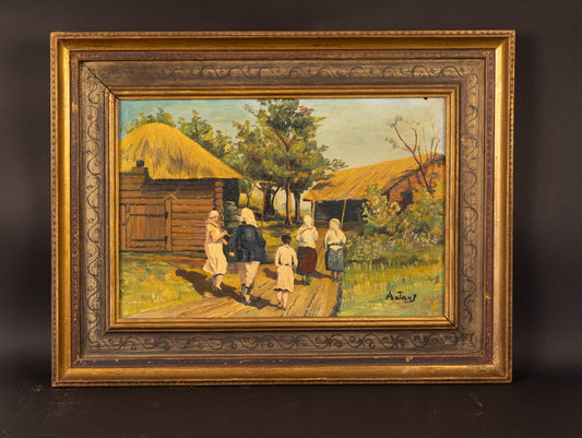 Sfeervol Twents Streektafereel – "Weg naar het Reutum hooiland" – A. Jans, ca. 1930