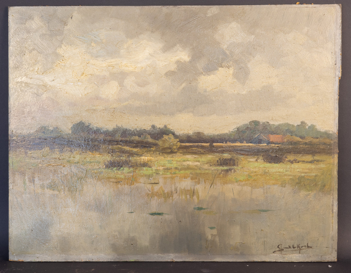 Sfeervol Twents Landschap 'Venplas' (1921) door Gerard C. Krol