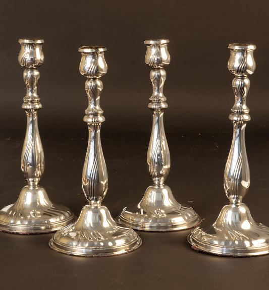 Set van 4 Antieke Verzilverde Kandelaars – Wilhelm Wolff (Pforzheim), ca. 1900