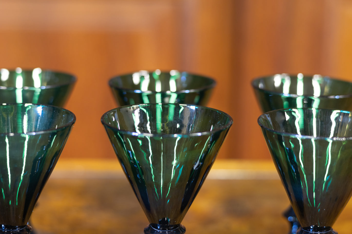 Set van 6 Antieke Groene Kelkglazen – Circa 1900