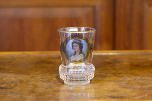 Biedermeier "Vexierglas" met Optische Verkleiningslens en Handgeschilderd Portretminiatuur