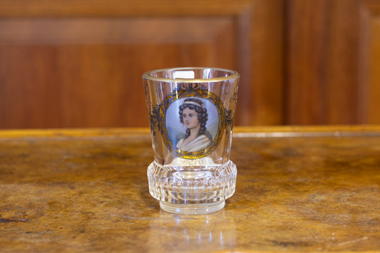 Biedermeier "Vexierglas" met Optische Verkleiningslens en Handgeschilderd Portretminiatuur
