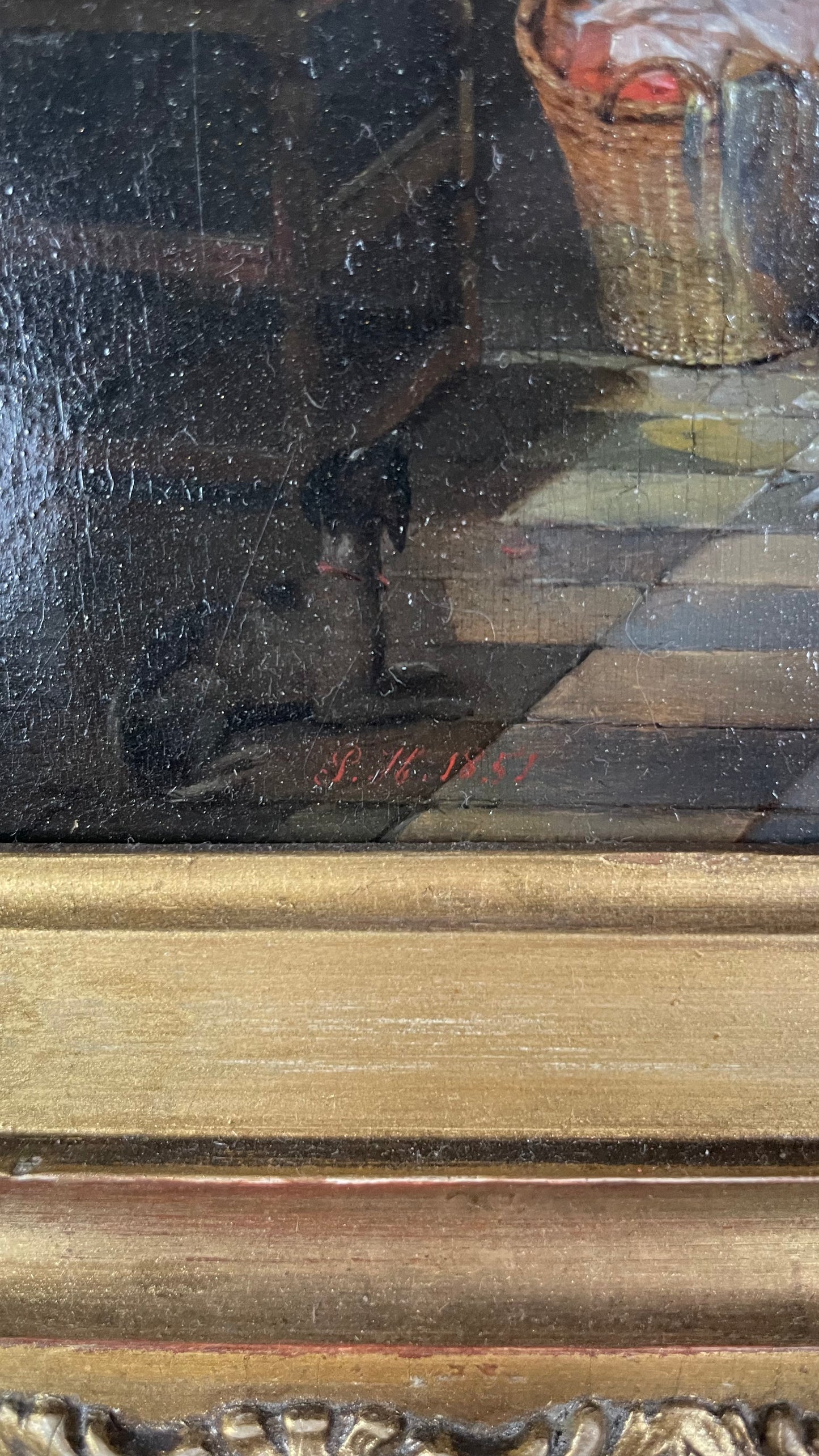 Paul Haesaert (1813-1893) – Huiselijke tederheid: Moeder met kinderen in interieur (1857)