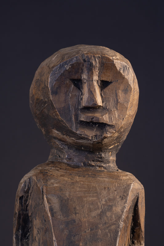 Brutalistisch Tribaal Houten Mensfiguur – Etnografisch Sculptuur – 46 cm