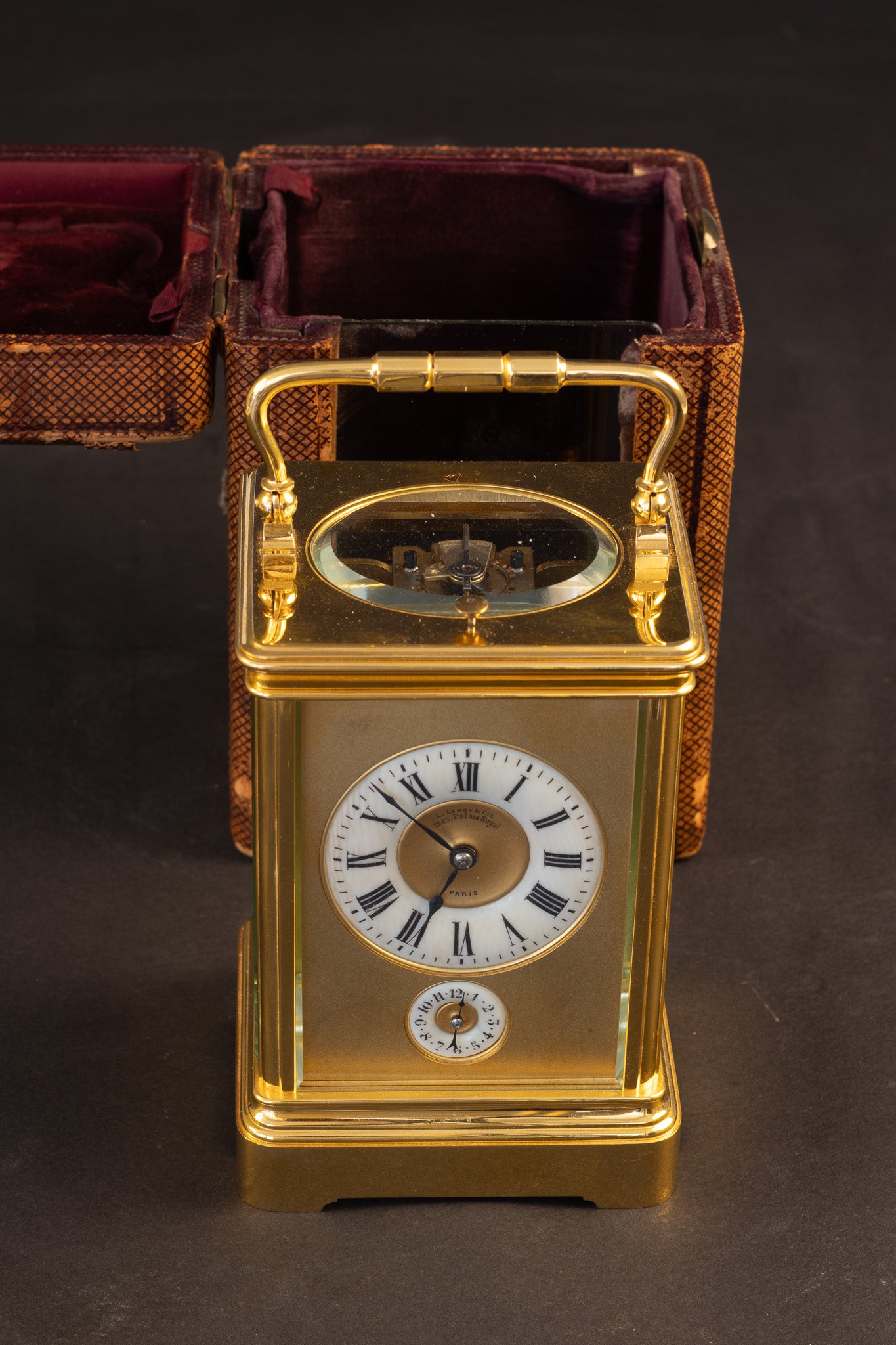 Franse Vuurvergulde Reispendule – L. Leroy & Cie (Paris) – Met Matching Étui (ca. 1885)