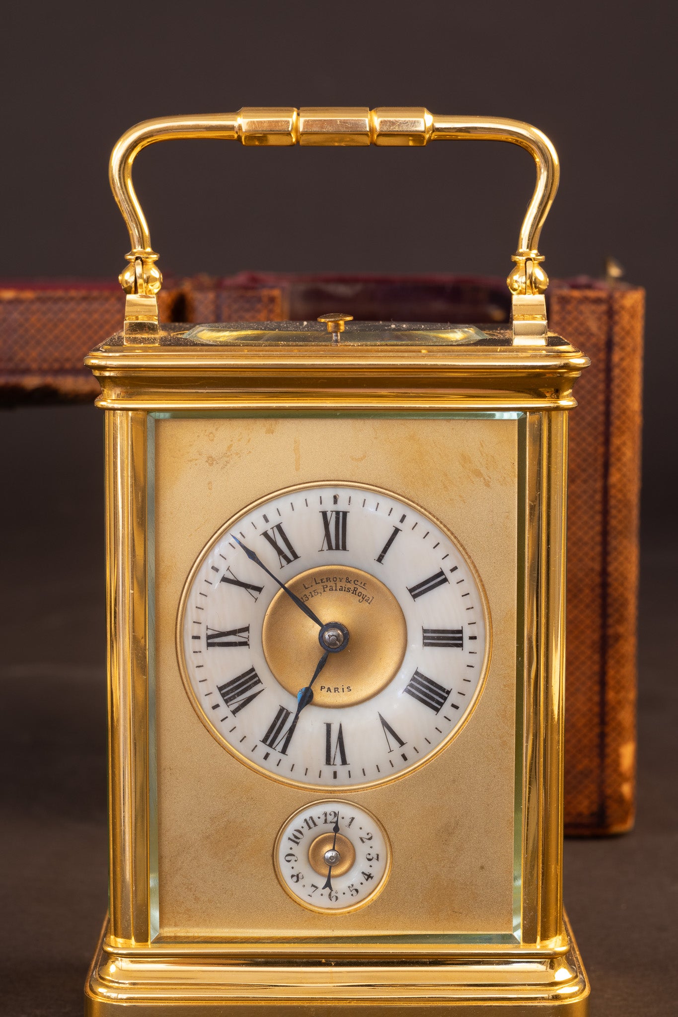 Franse Vuurvergulde Reispendule – L. Leroy & Cie (Paris) – Met Matching Étui (ca. 1885)