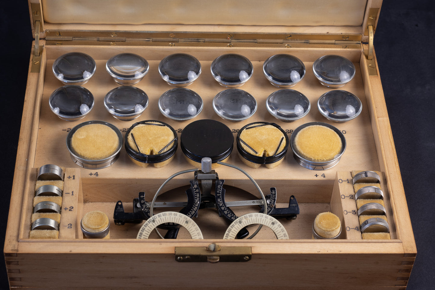 Carl Zeiss Jena - Trial Lens Set "Fernrohrbrillen" (Probierkasten) for Severe Myopia - ca. 1912-1920
