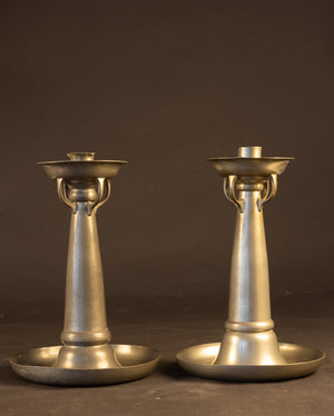 Stel Art Deco Tinnen Kandelaars – Chris van der Hoef voor Gero-Tin (Model 1205, ca. 1925)
