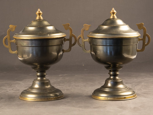 Paar Antieke Neoclassicistische Dekselvazen (Empire / Biedermeier, ca. 1820-1850)