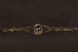 Antieke zilveren niëllo armband met cabochon – 900 zilver (ca. 1890–1920)