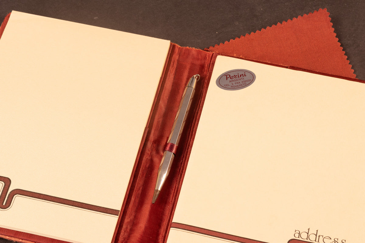 Exclusieve Vintage Italiaanse Schrijfmap & Zilveren Pen – 925 Sterling Zilver – Perini Argenti