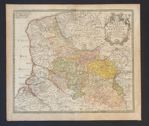 18e-eeuwse Kopergravure Graafschap Artesië (Artois) & Frans-Vlaanderen – Homann Heirs (ca. 1740)
