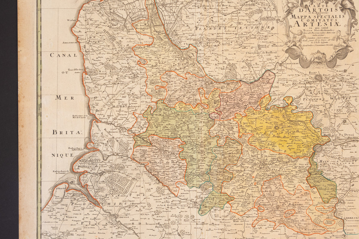 18e-eeuwse Kopergravure Graafschap Artesië (Artois) & Frans-Vlaanderen – Homann Heirs (ca. 1740)