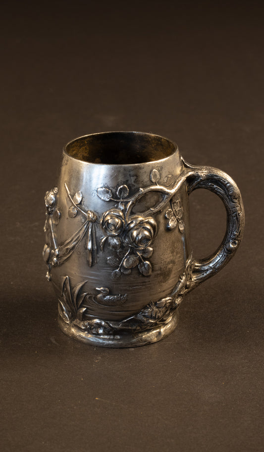 Antiek Jugendstil Kinderbekertje met Putti en Rozen – WMF (ca. 1900–1910)