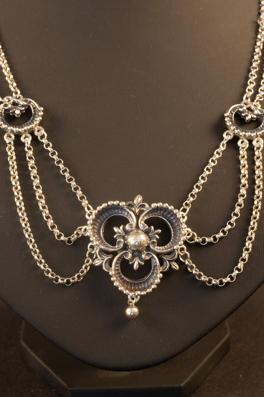 Antiek Zilveren Zeeuws Festoncollier / Draperieketting – 33 gram (Volledig gerestaureerd)