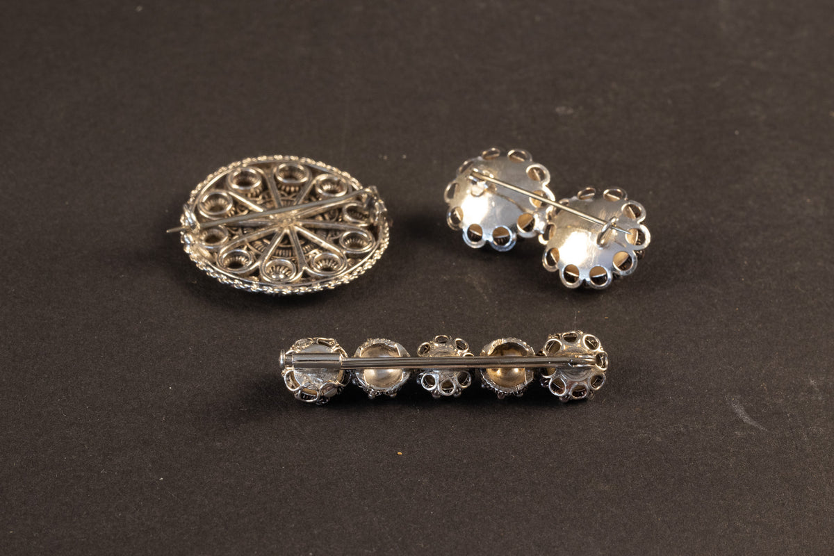 Set van 3 Antieke/Vintage Zilveren Zeeuwse Filigrain Broches – 26 gram