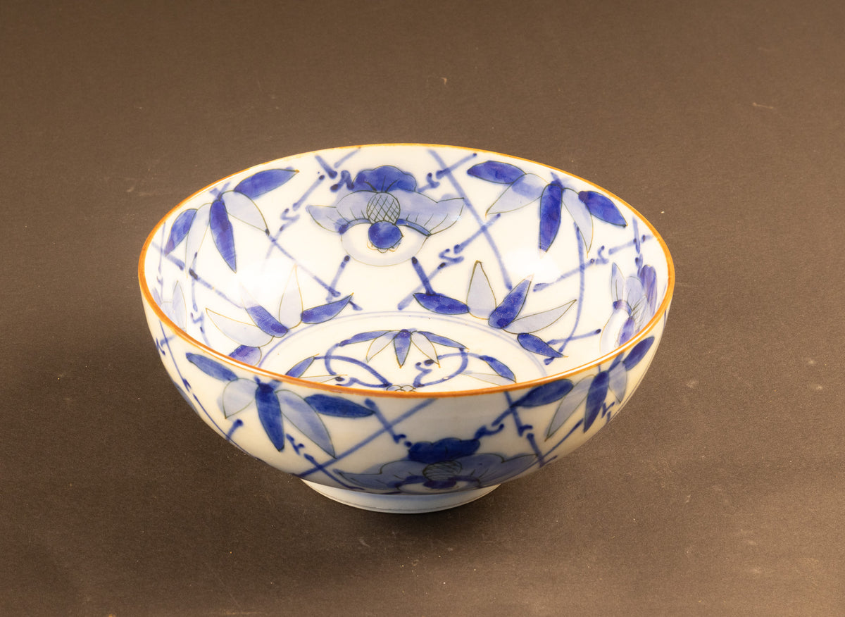 Antieke Japanse Arita Porseleinen Kom – Sometsuke & Kuchibeni Rand – Edo Periode (ca. 1800)