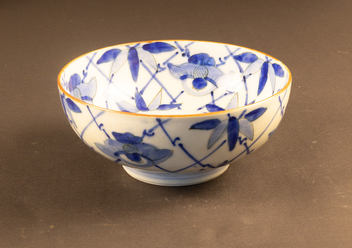 Antieke Japanse Arita Porseleinen Kom – Sometsuke & Kuchibeni Rand – Edo Periode (ca. 1800)