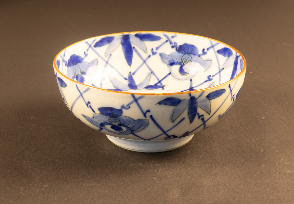 Antieke Japanse Arita Porseleinen Kom – Sometsuke & Kuchibeni Rand – Edo Periode (ca. 1800)