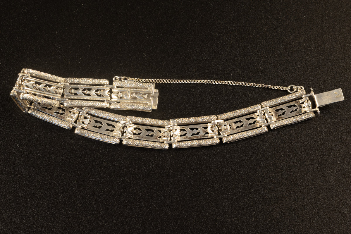 Franse Art Déco Zilveren Schakelarmband met Ajourwerk – ca. 1925 (18 g)