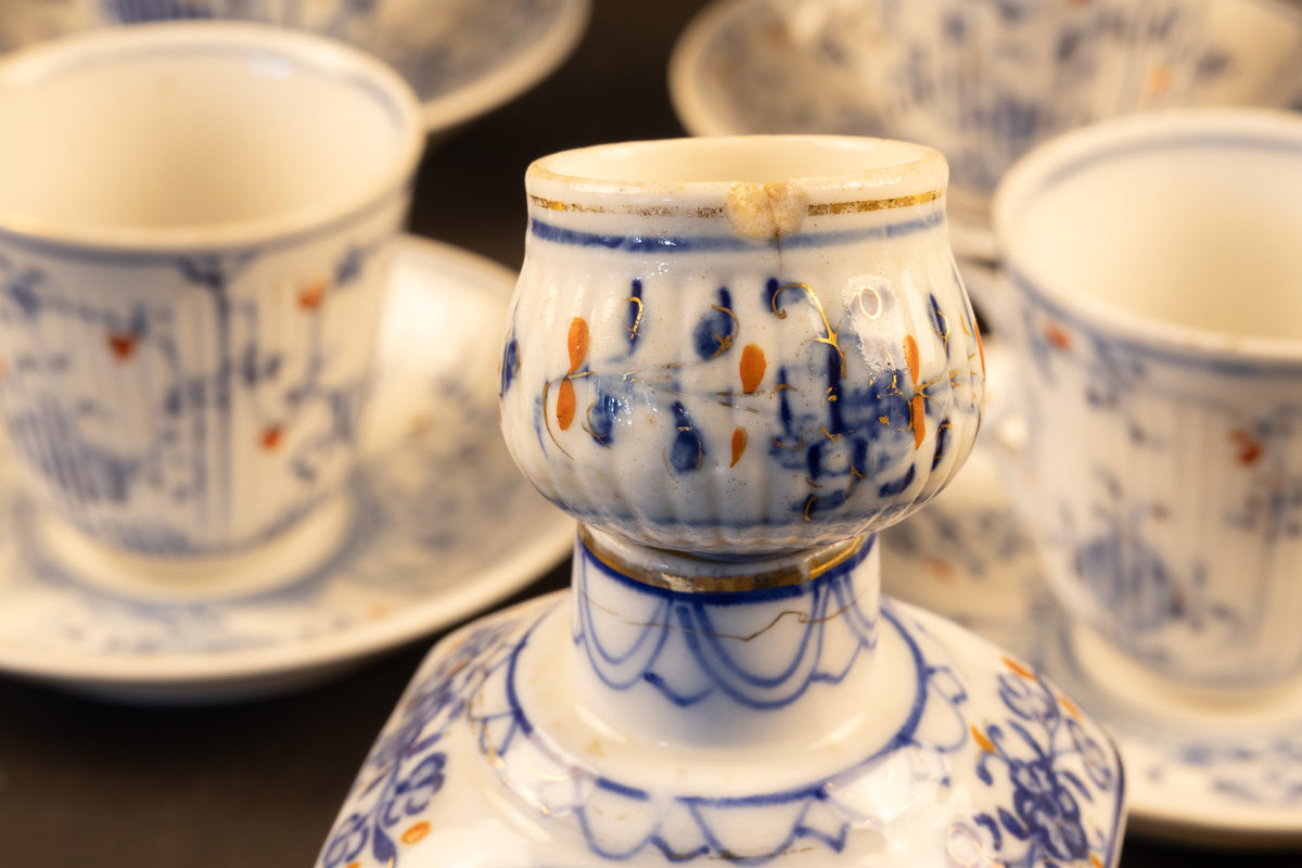 Antiek 32-delig Thüringer porseleinen thee- en koffieservies in Imari-decor – Wallendorf, ca. 1775–1790