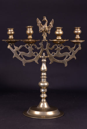 Seltene monumentale Messing-Sabbatkerze mit Hirschen und polnischem Adler – Nürnberg, ca. 1700