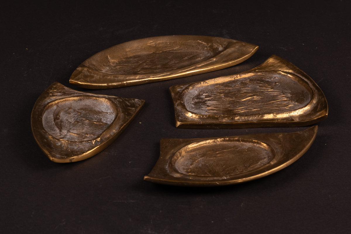 Mid-Century Brutalist bronzen/messing schaalenset (4-delig) – Carlo Brera voor Esart Italy, ca. 1970